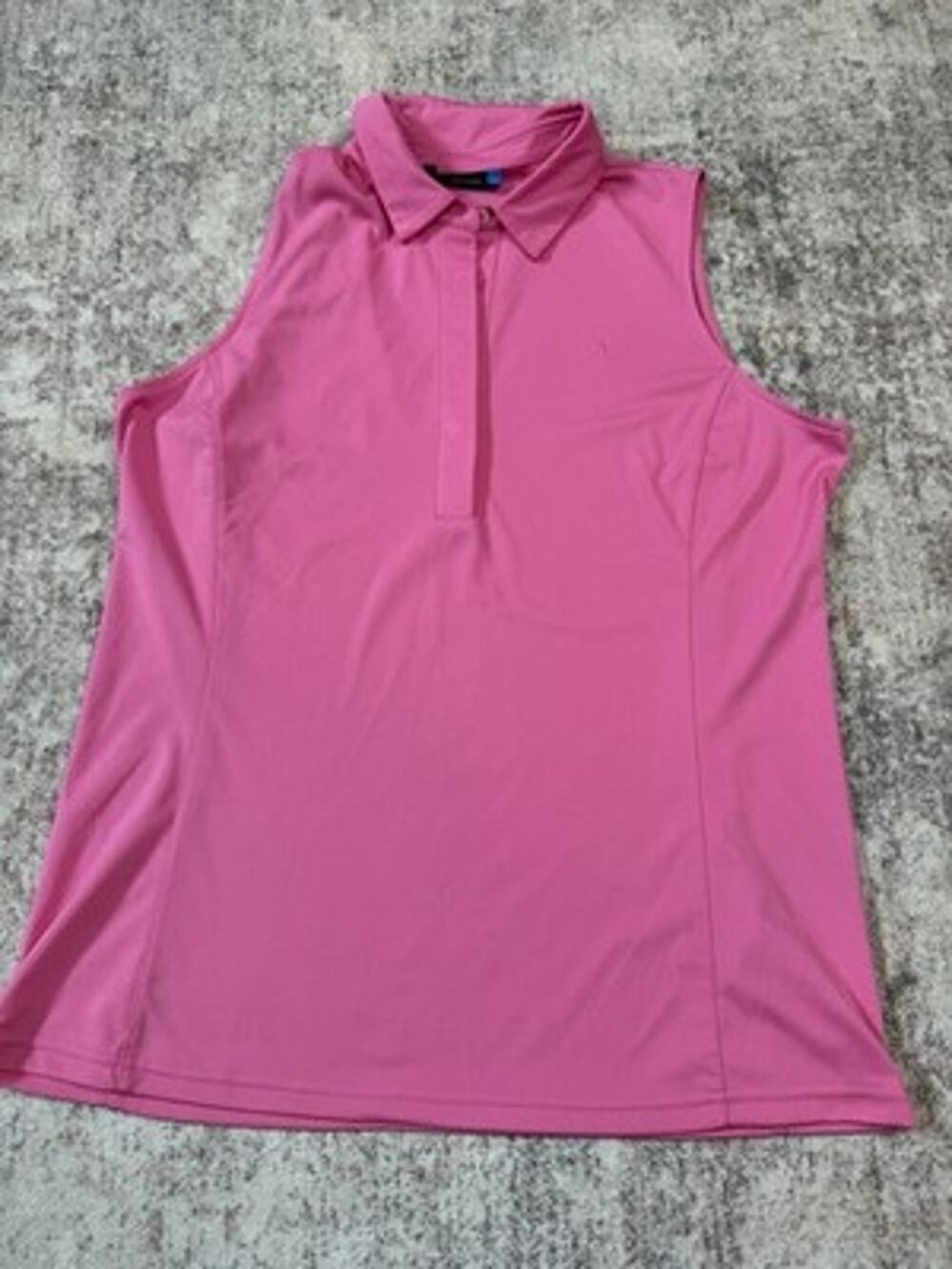 J Lindeberg Polo Shirt Womens XL Sleeveless Golf Pullover Dena Pink Preppy